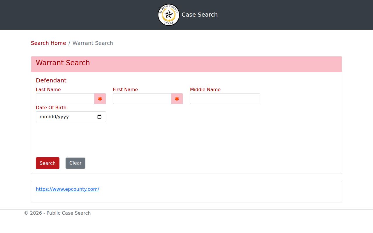 El Paso County official warrant record search